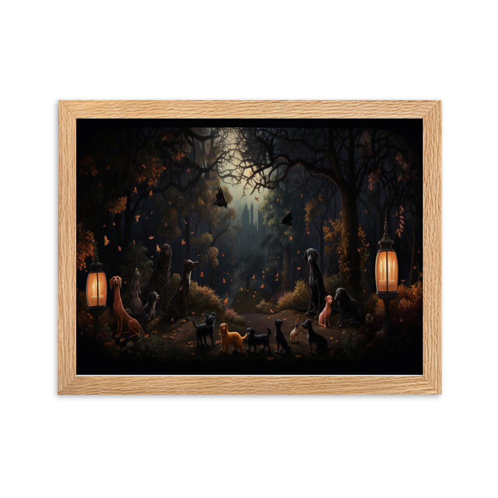 Canine Playground Framed Poster of Dogs in a Park