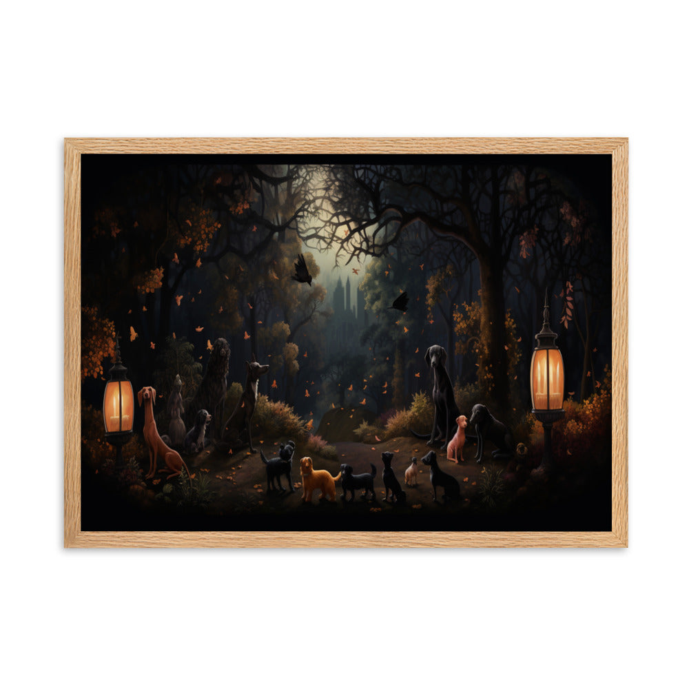 Canine Playground Framed Poster of Dogs in a Park