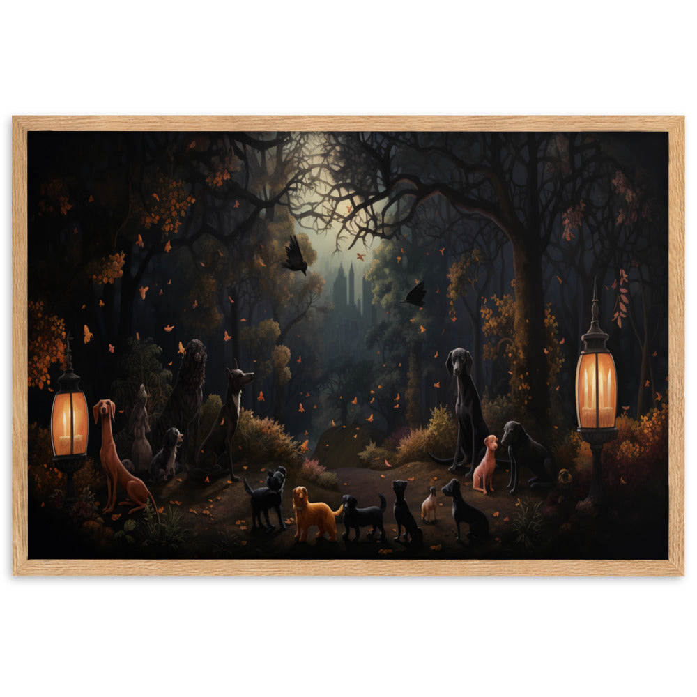 Canine Playground Framed Poster of Dogs in a Park