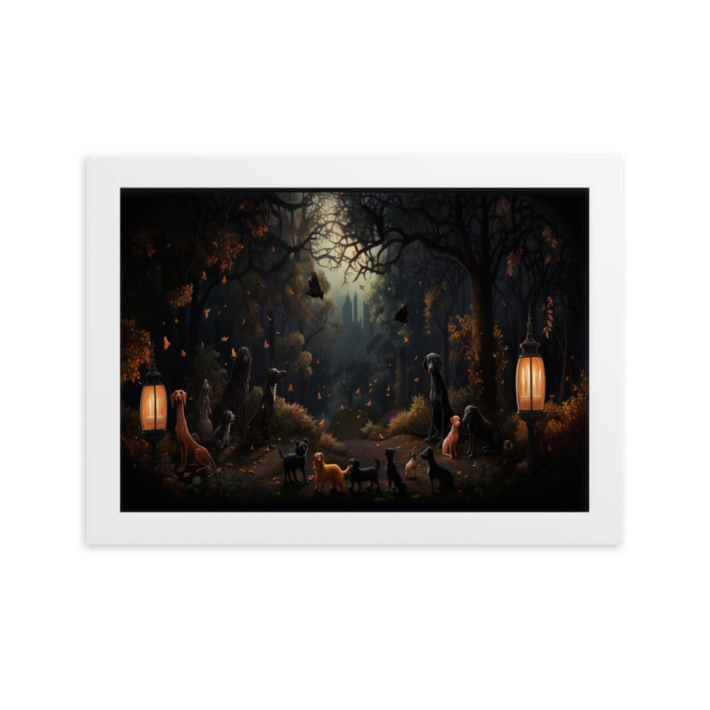 Canine Playground Framed Poster of Dogs in a Park