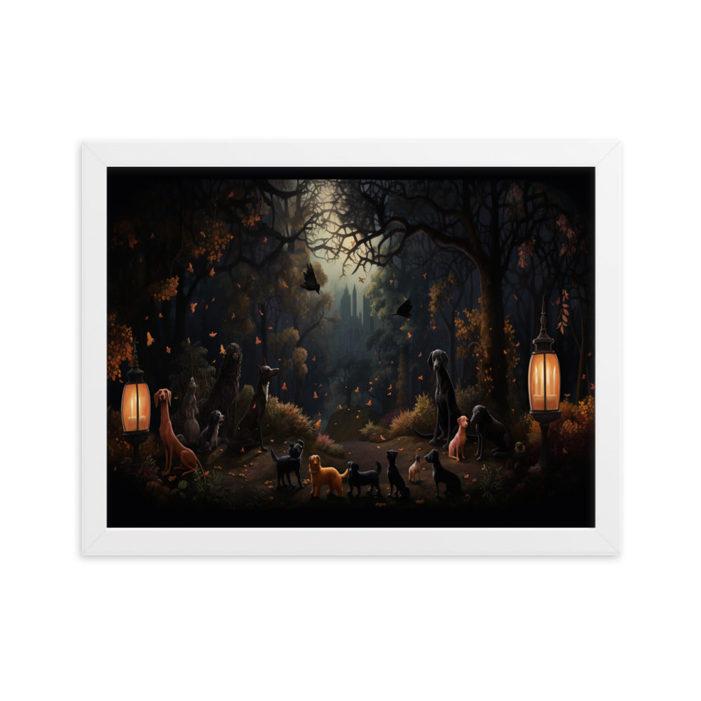 Canine Playground Framed Poster of Dogs in a Park