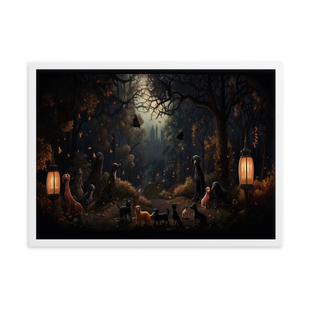 Canine Playground Framed Poster of Dogs in a Park
