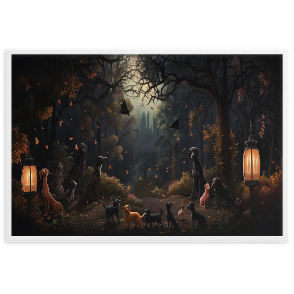 Canine Playground Framed Poster of Dogs in a Park