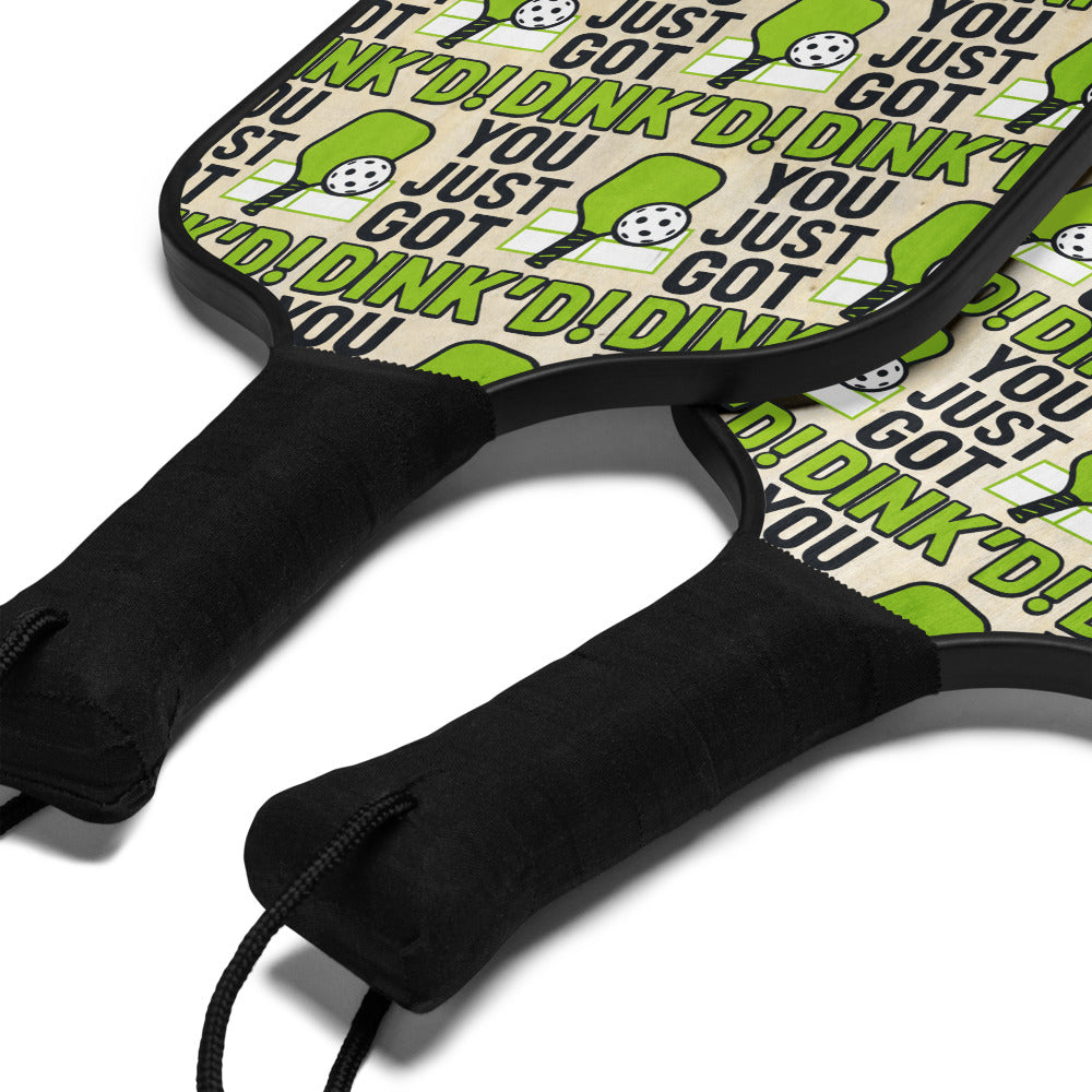 You Just Got Dink’d Pickleball Paddle Set – Funny Wooden Paddles with Balls & Carry Bag | Fun Gift for Pickleball Lovers