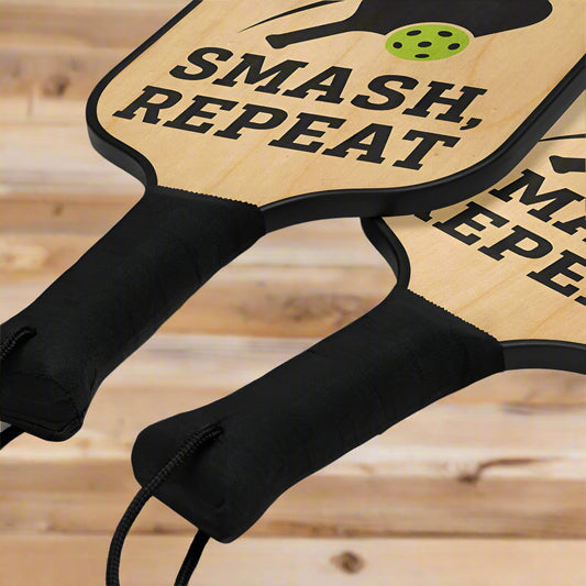 Dink Smash Repeat Pickleball Paddle Set – Fun Wooden Paddles with Balls & Carry Bag | Pickleball Player Gift