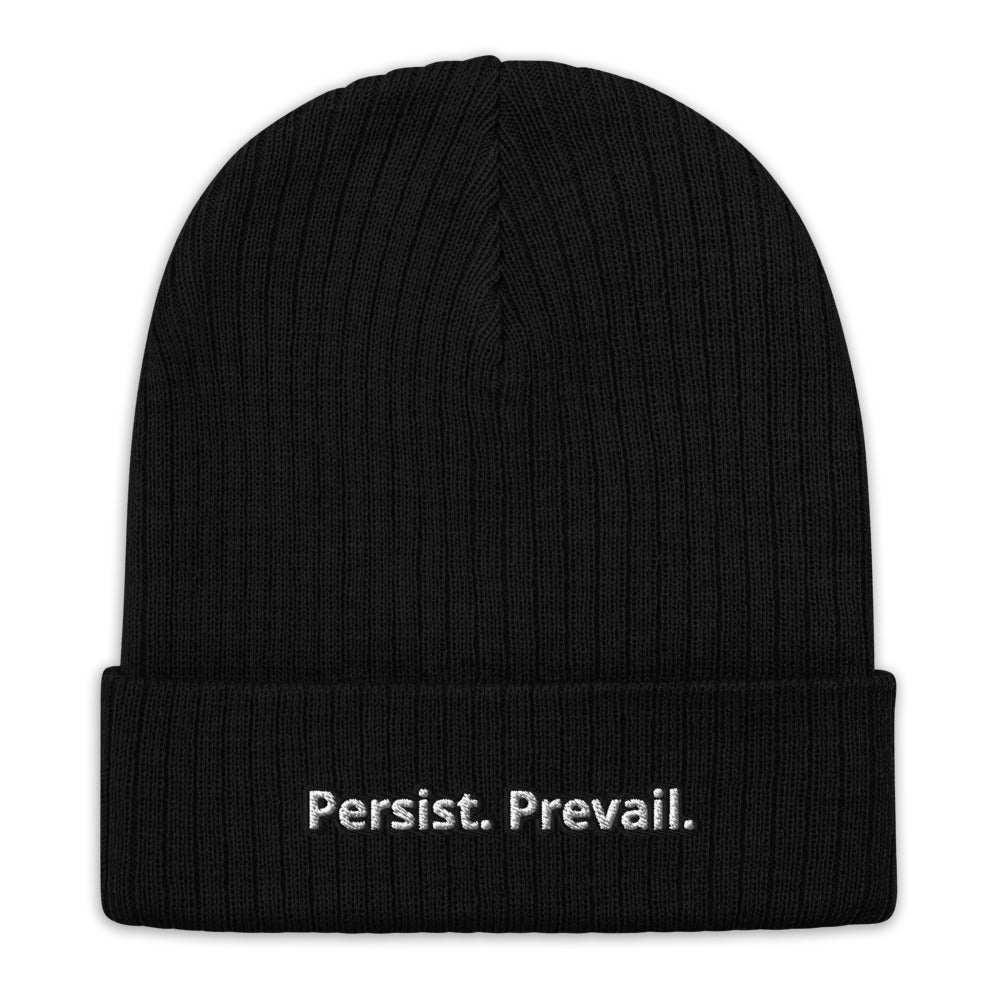 Persist Prevail Ribbed Knit Cuffed Beanie Hat