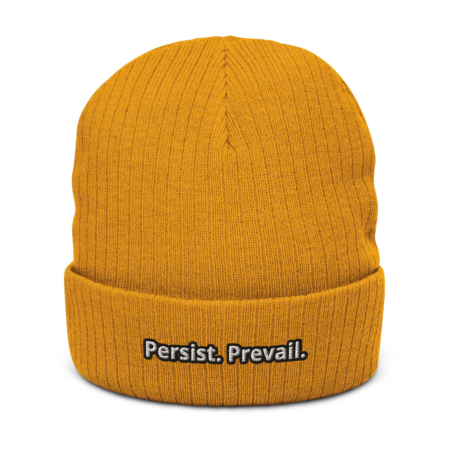 Persist Prevail Ribbed Knit Cuffed Beanie Hat