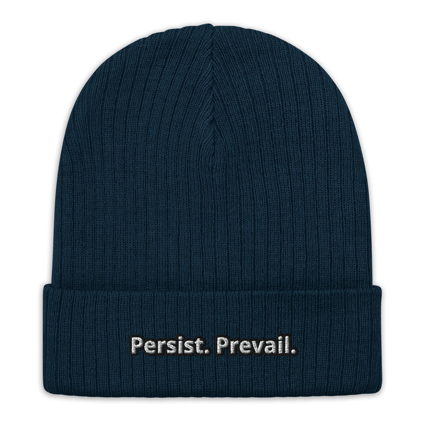 Persist Prevail Ribbed Knit Cuffed Beanie Hat