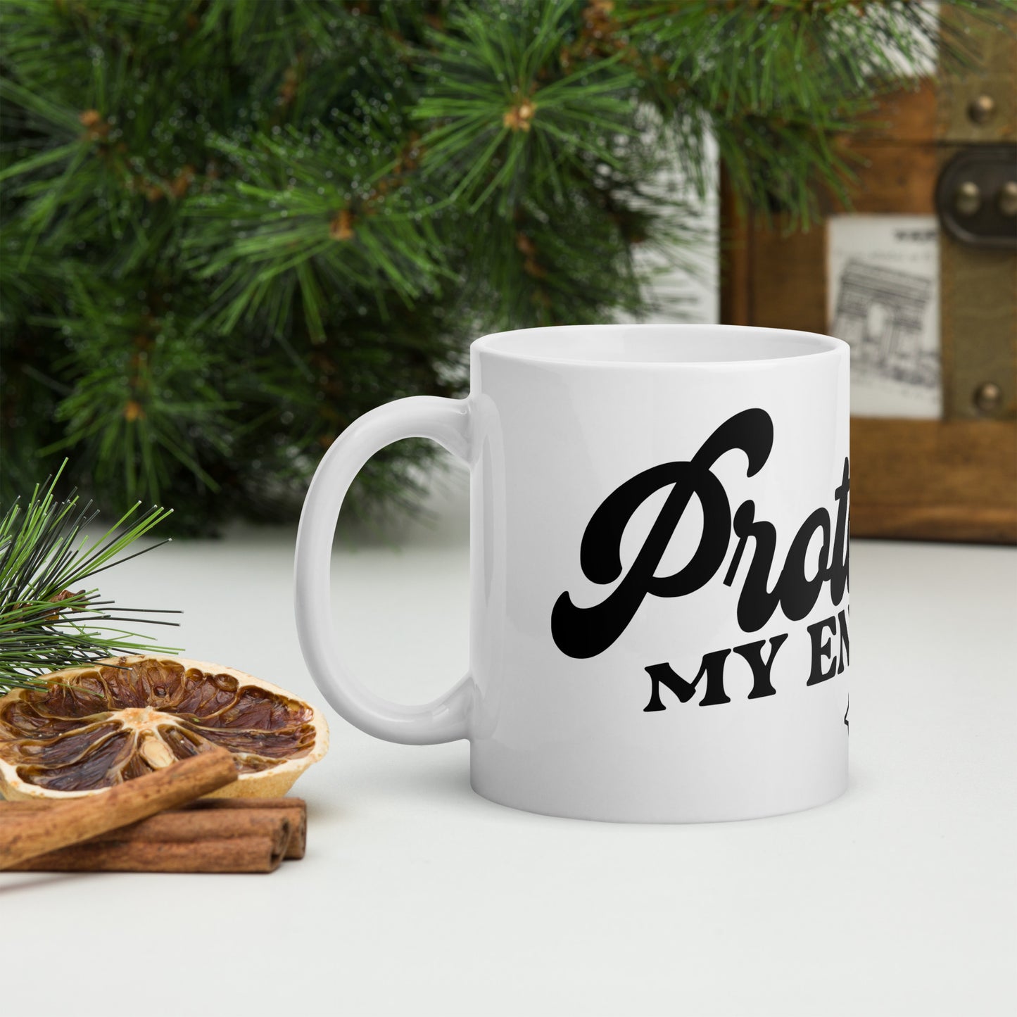 Protecting My Energy White Glossy Mug