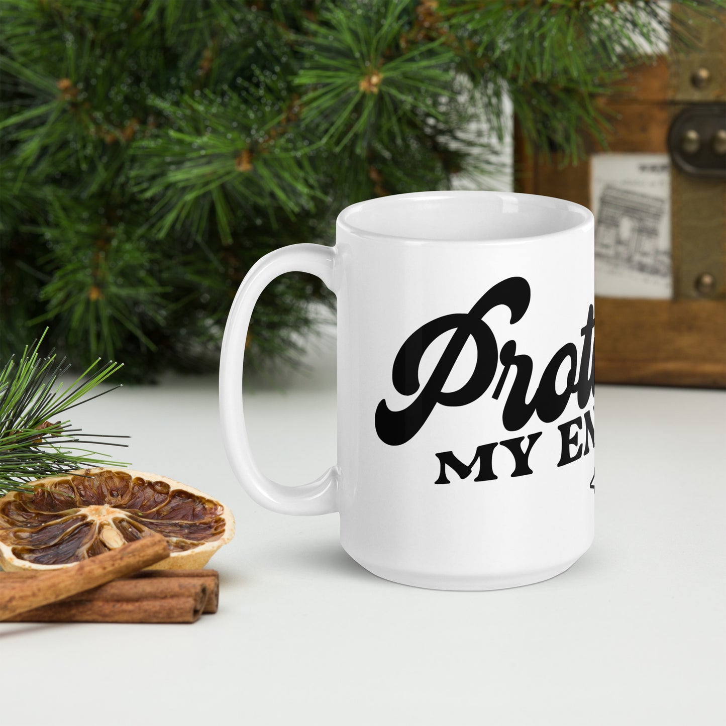 Protecting My Energy White Glossy Mug
