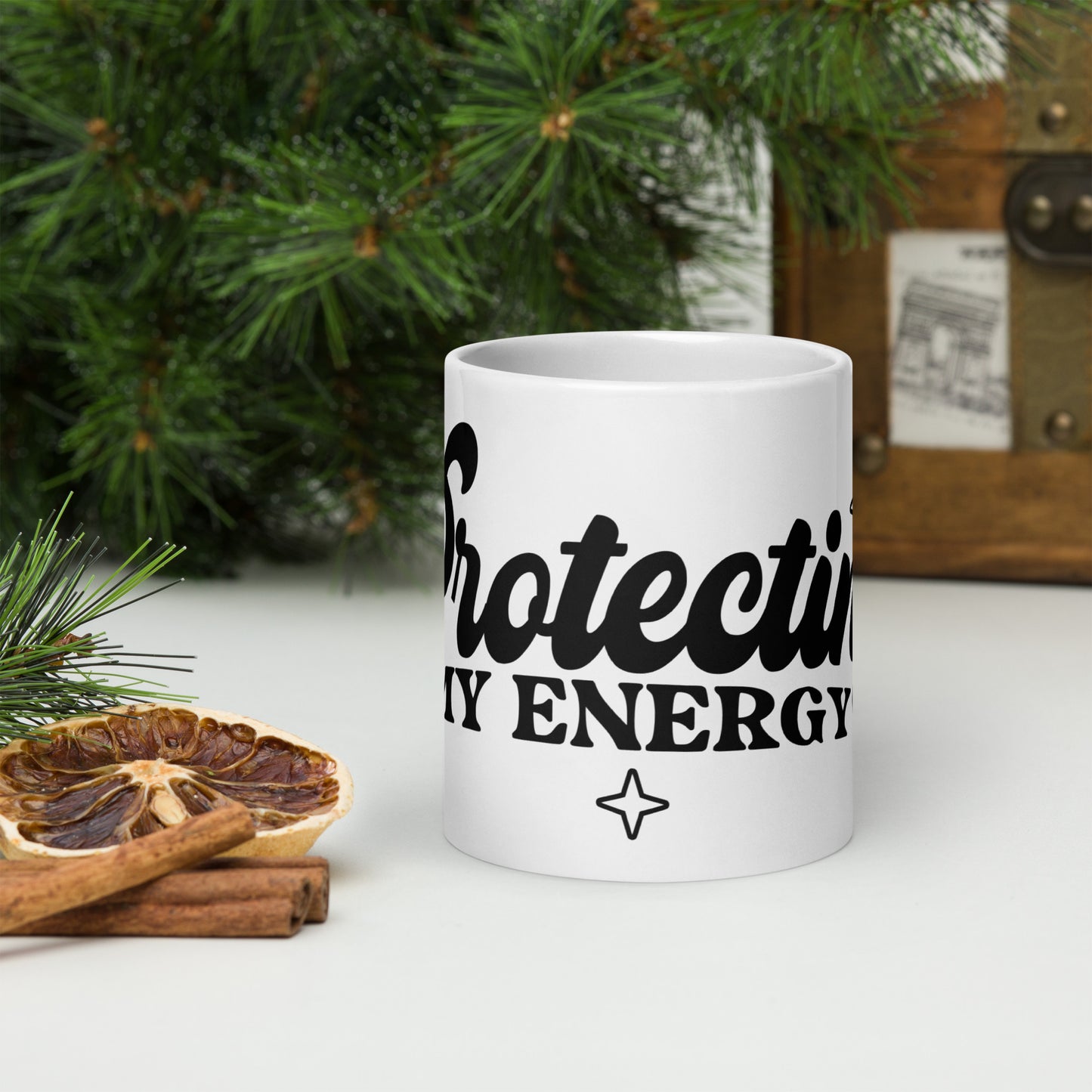 Protecting My Energy White Glossy Mug