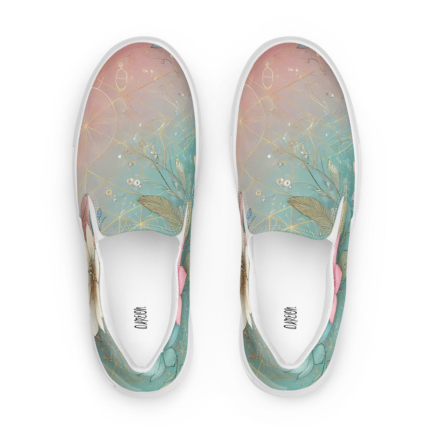 Green Floral Women’s Slip-On Canvas Shoes