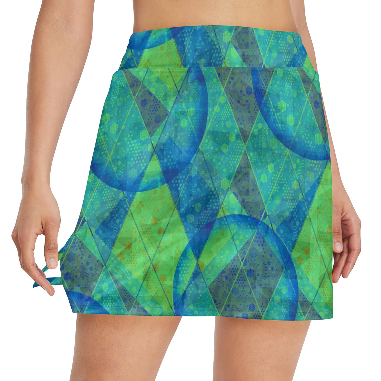 Green Abstract Women's Golf Skirt with Pocket