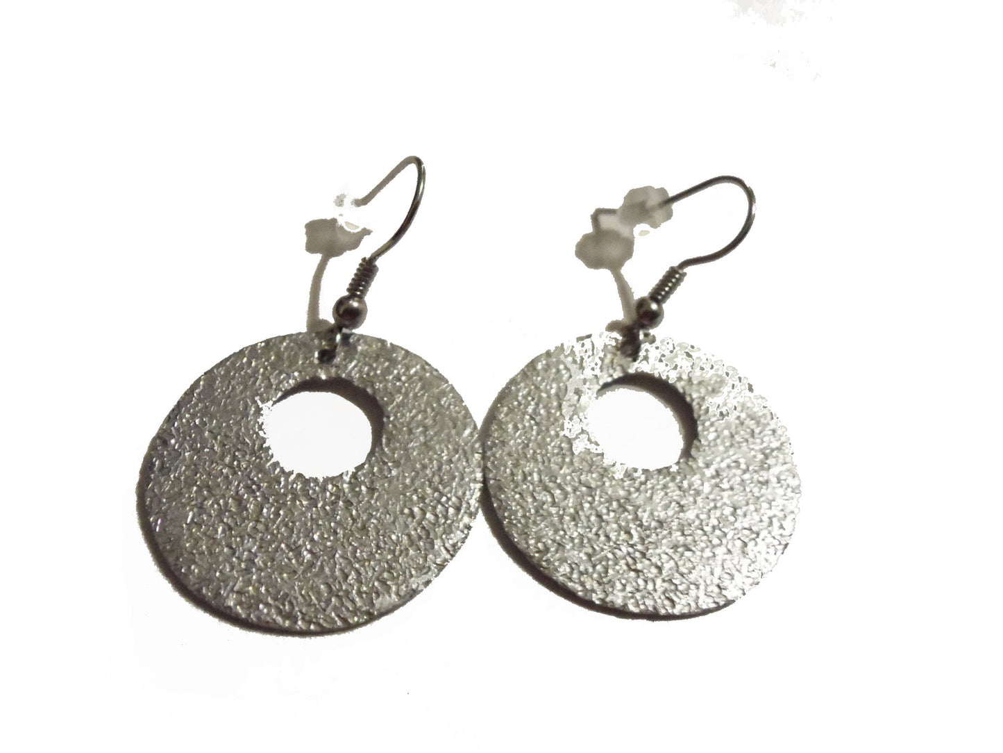 Handmade Silver Hammered Dangle Earrings