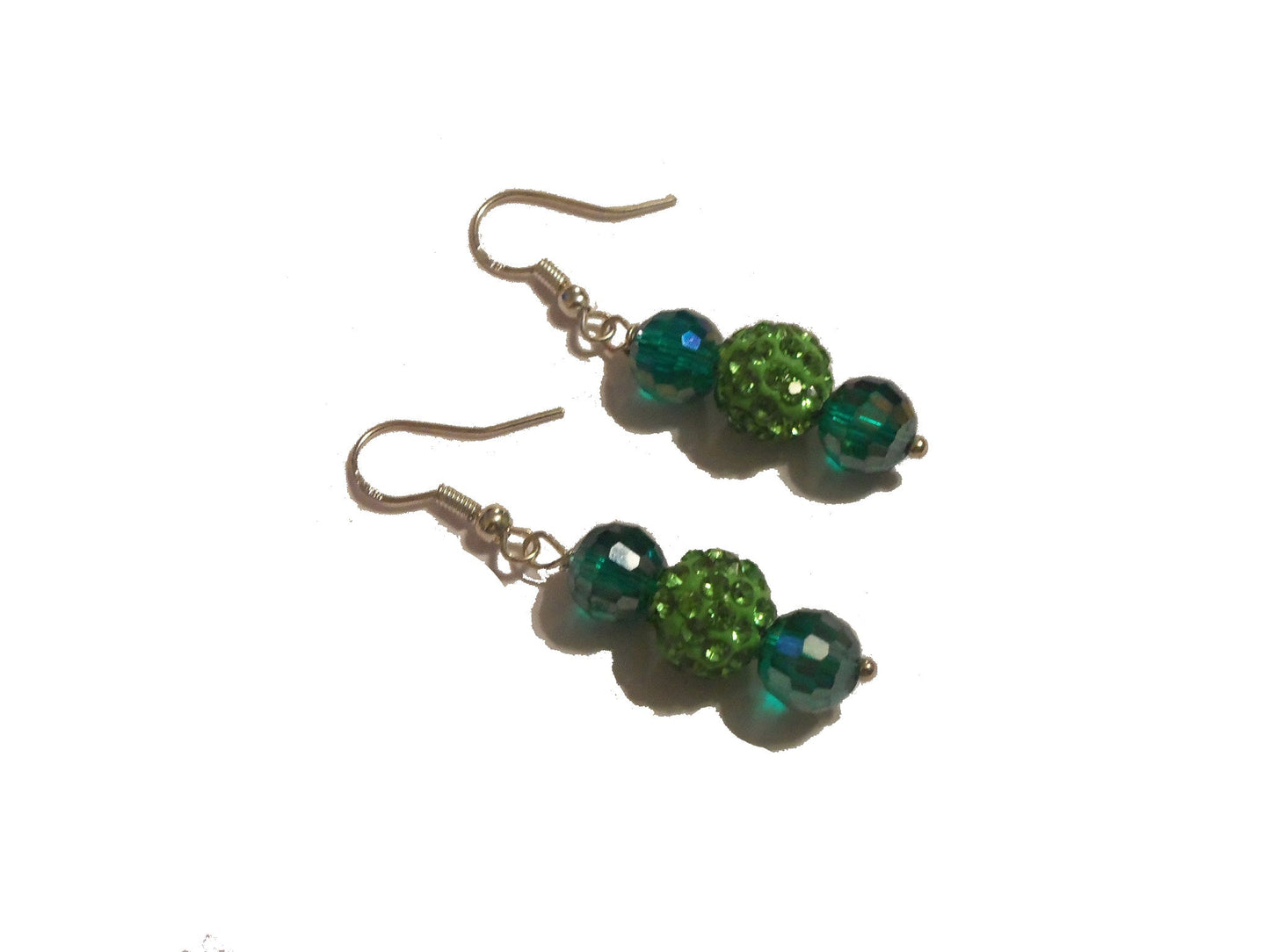 Green Shamballa Earrings