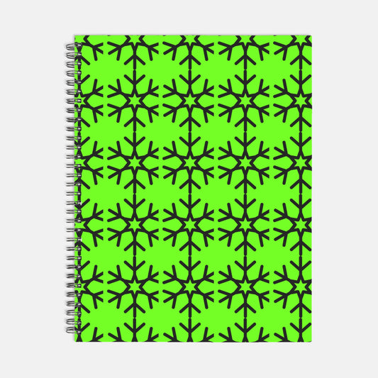 Green Snowflake Notebook Hardcover Spiral 8.5 x 11