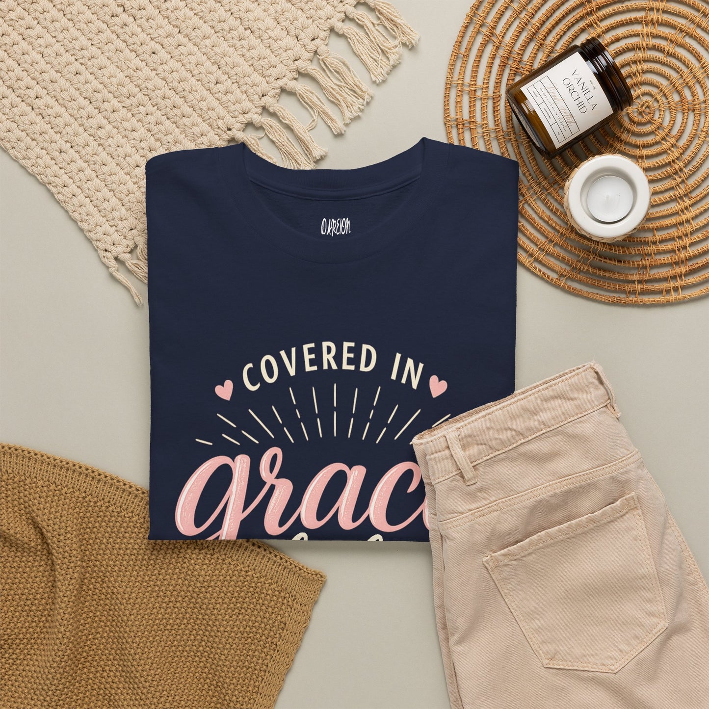 Covered in Grace Daily Christian T-Shirt | Faith-Based Inspirational Graphic Tee for Women