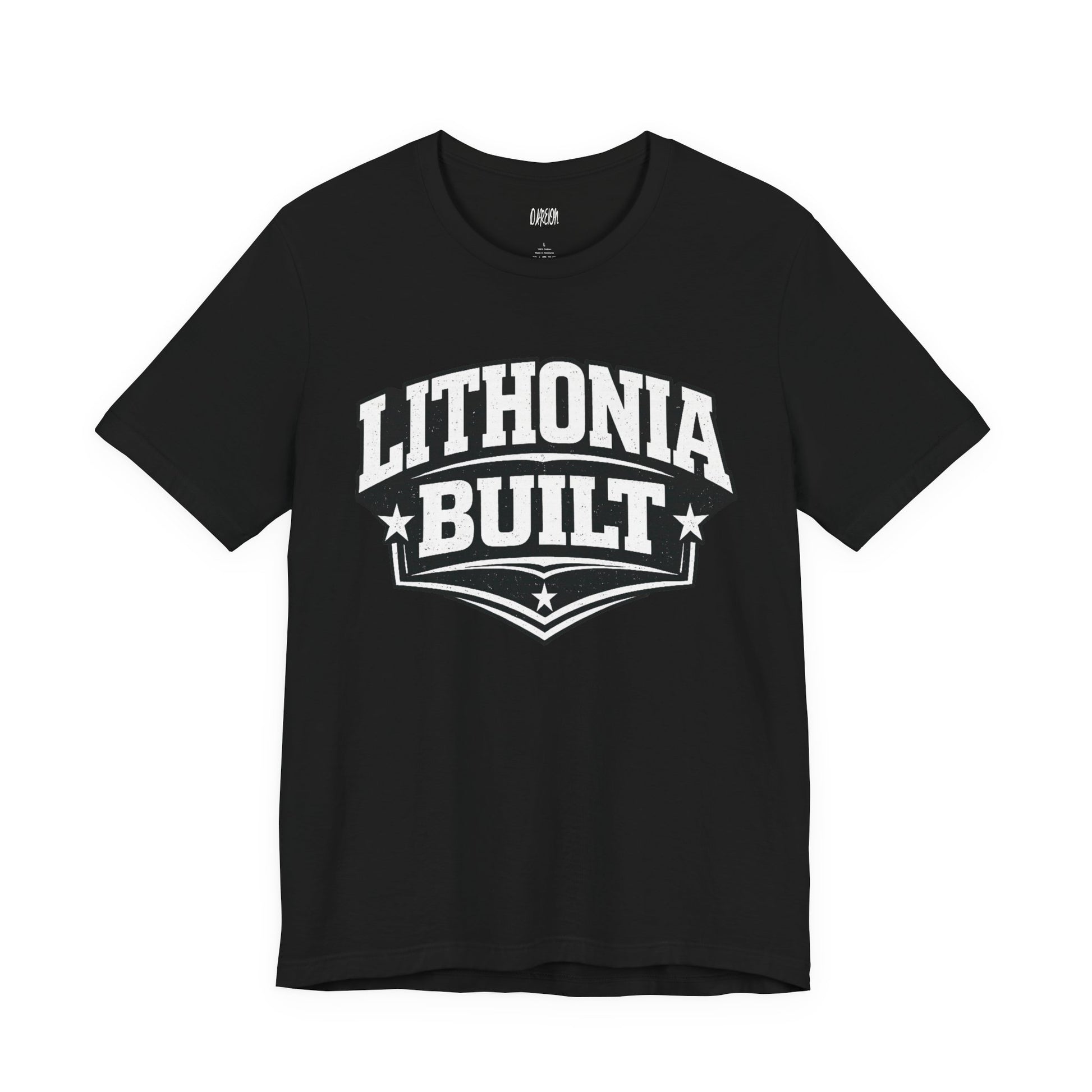 Black t-shirt with 'One More Game (Famous Last Words)' text design on a white background