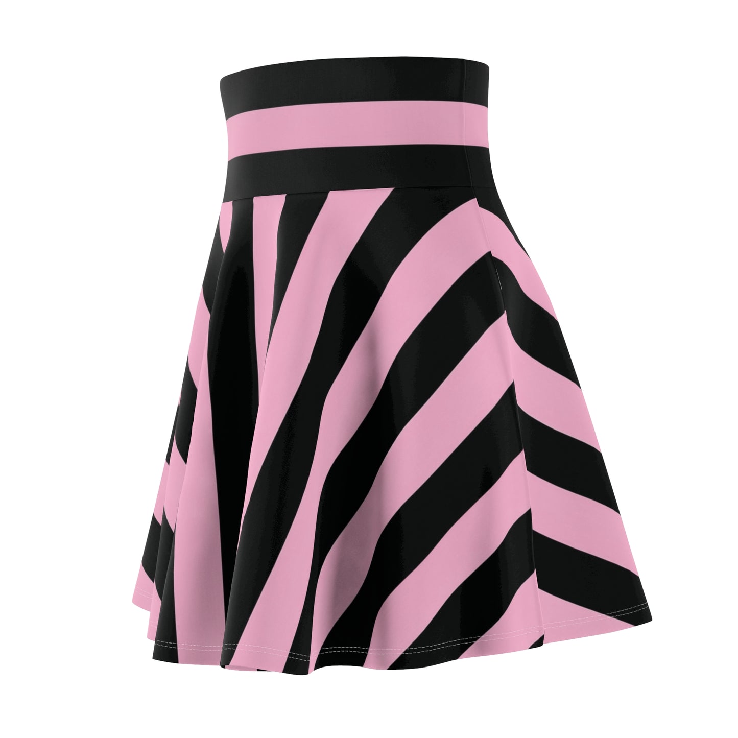 Skirt with pink and black zebra pattern on a white background