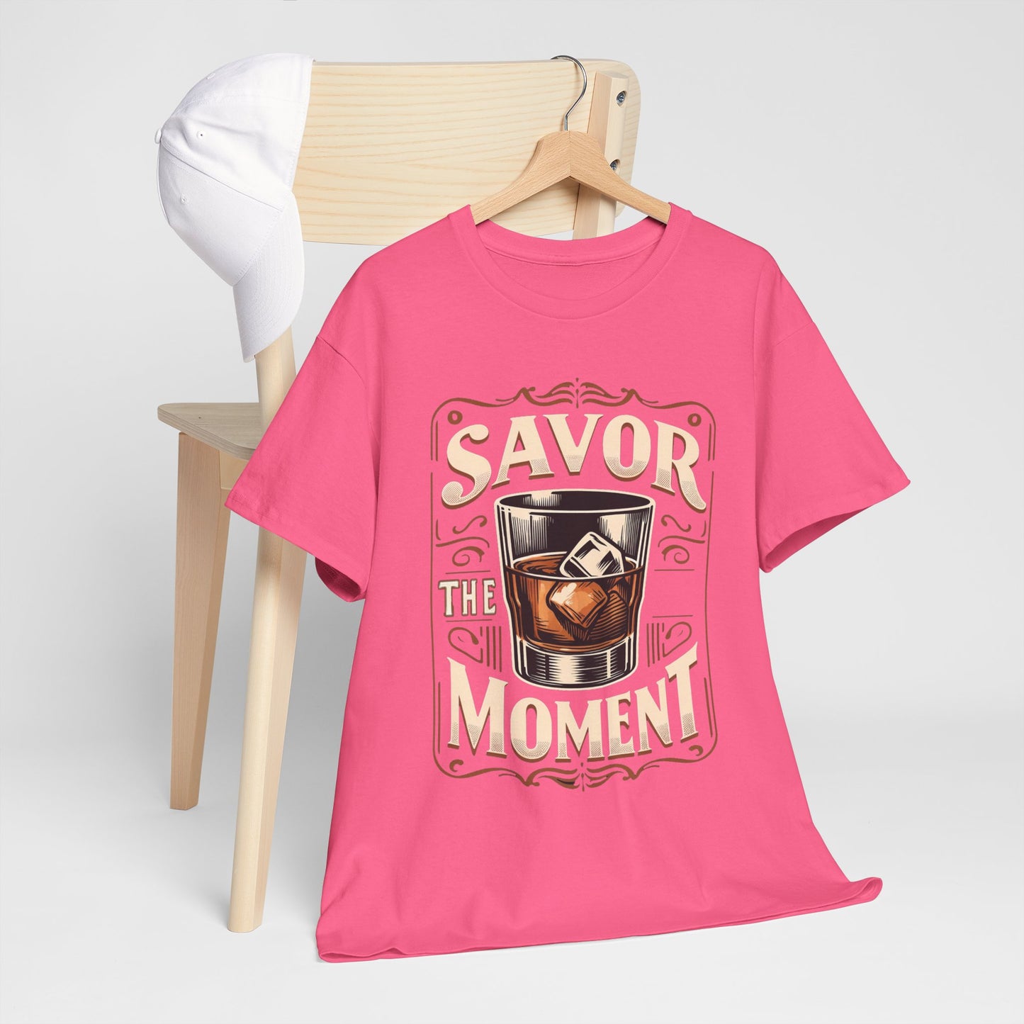 Savor the Moment Heavy Cotton Tee for Women - Perfect Gift for Whiskey Lovers