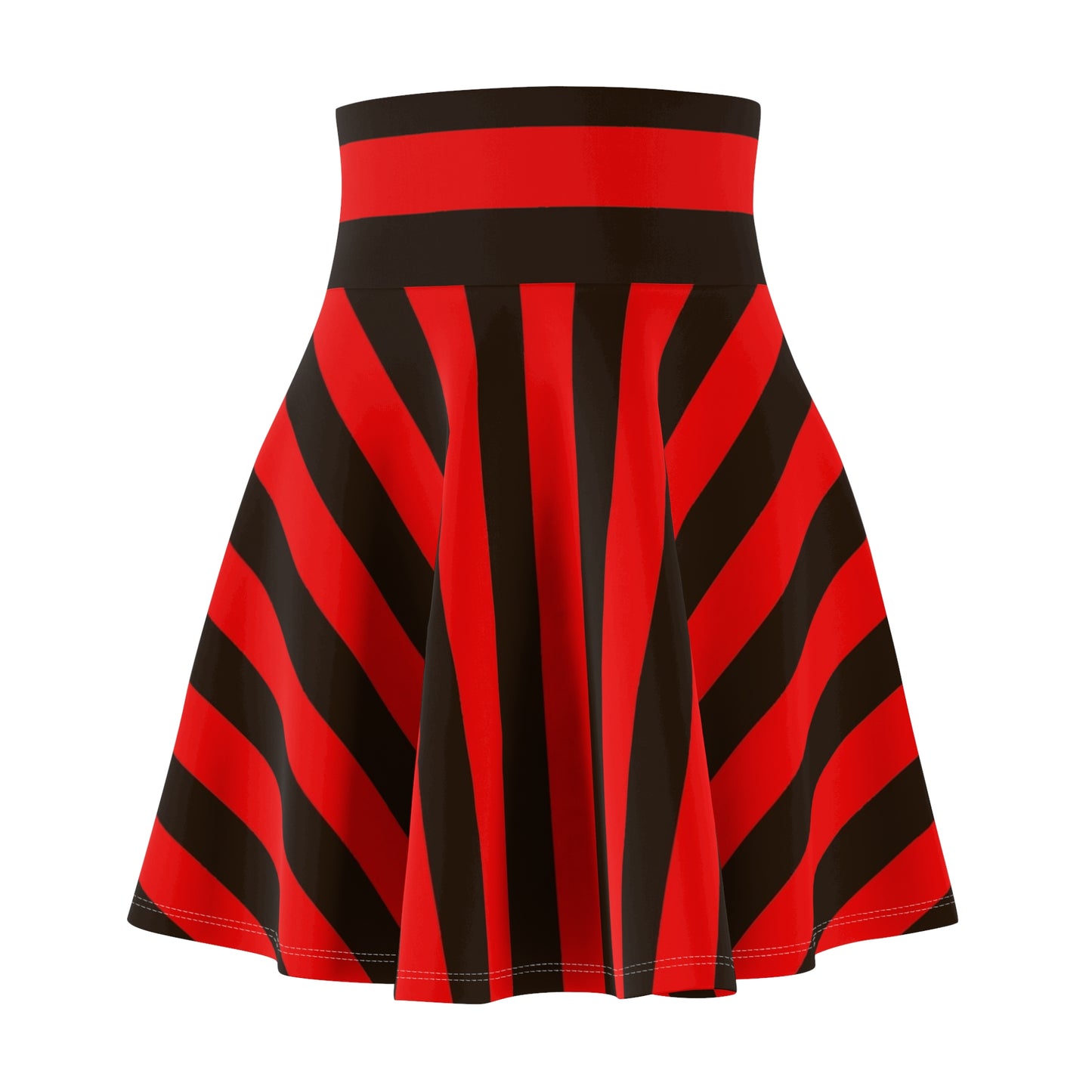 Red and Black Striped Women's Skater Skirt