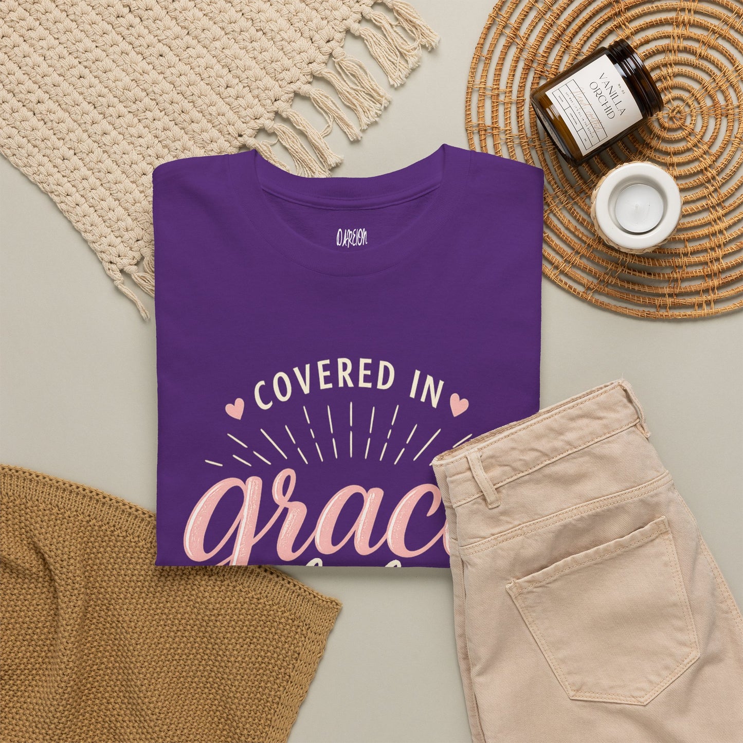 Covered in Grace Daily Christian T-Shirt | Faith-Based Inspirational Graphic Tee for Women