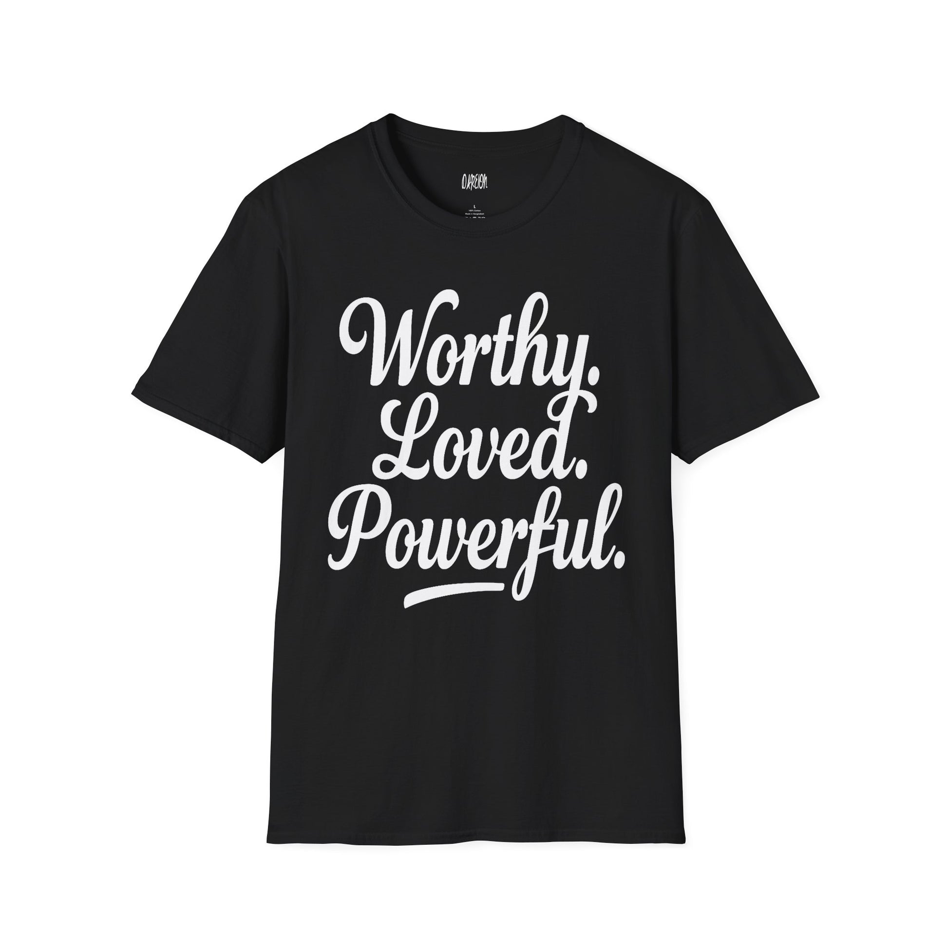 Black t-shirt with white text 'Home is where the paws are' on a white background
