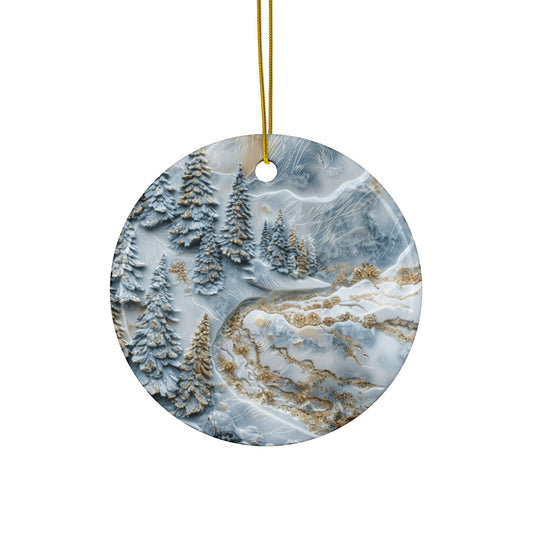 Mountain Landscape Ceramic Ornaments - 2-Sided Print - Perfect Holiday Decor