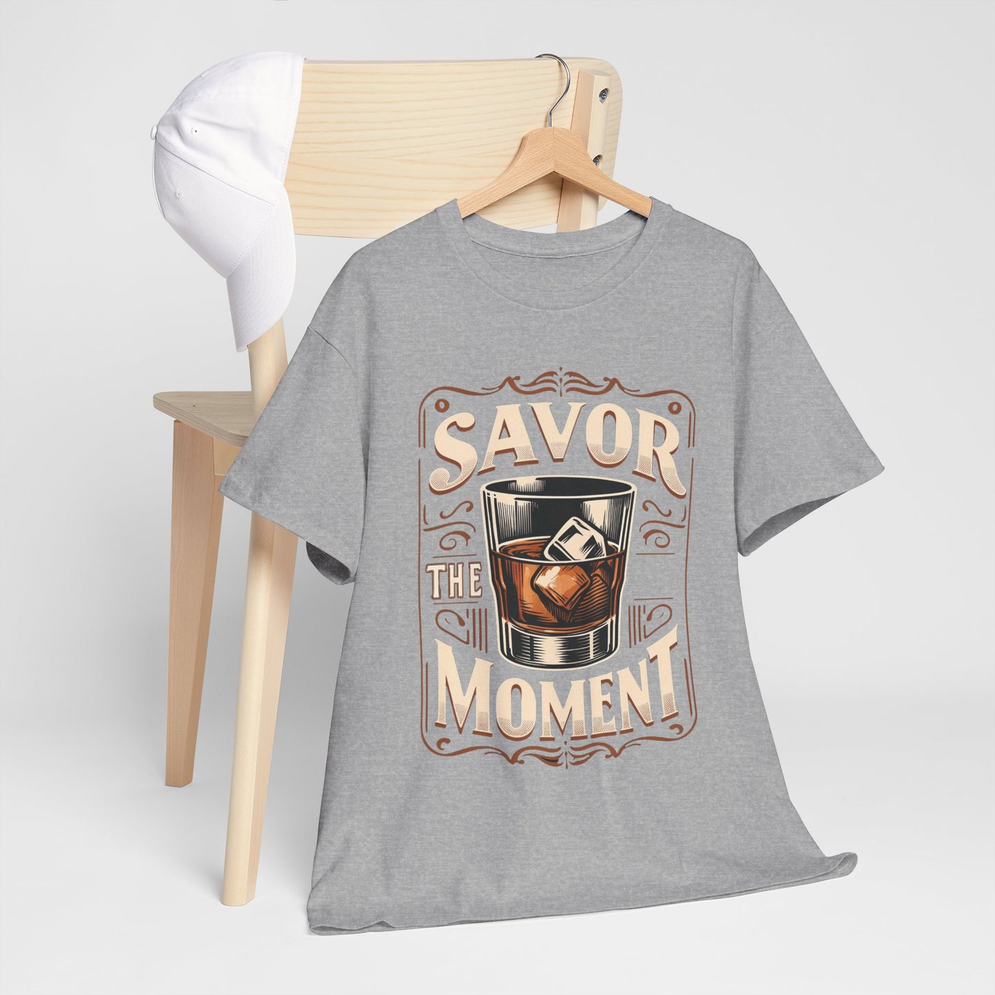 Savor the Moment Heavy Cotton Tee for Women - Perfect Gift for Whiskey Lovers