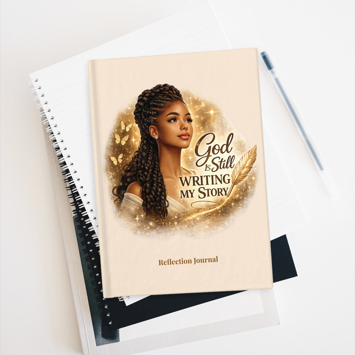 God Is Still Writing My Story Journal | Christian Faith Journal | Beige Hardcover Lined Notebook | Inspirational Gift for Women