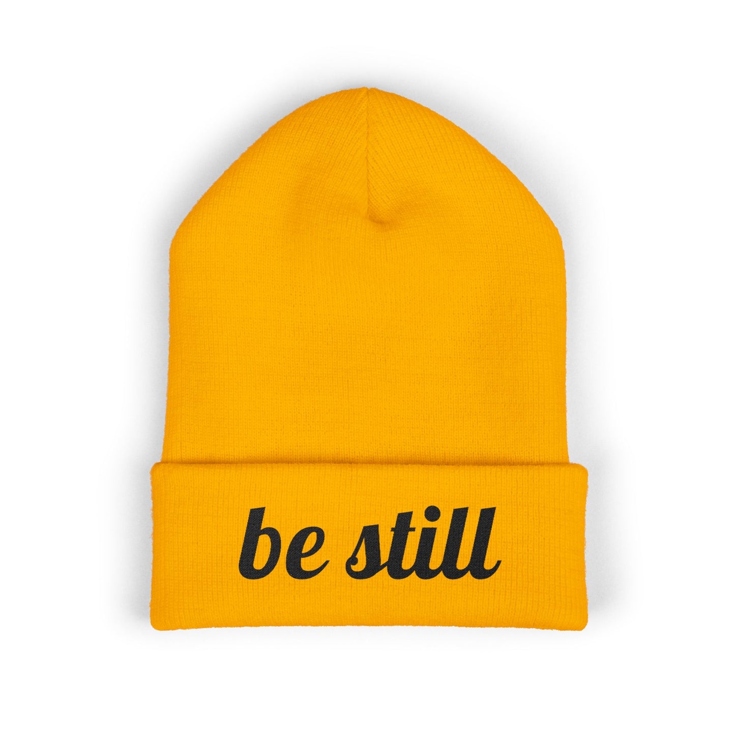 Be Still Embroidered Beanie – Minimalist Faith-Inspired Cuffed Knit Hat for Women & Men