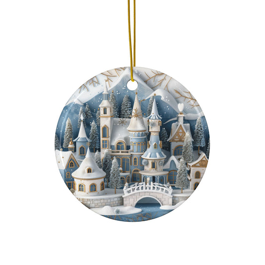 Winter Wonderland Ceramic Ornaments - 2-Sided Print for Holiday Decor (1pc, 3pcs, 5pcs, 10pcs)