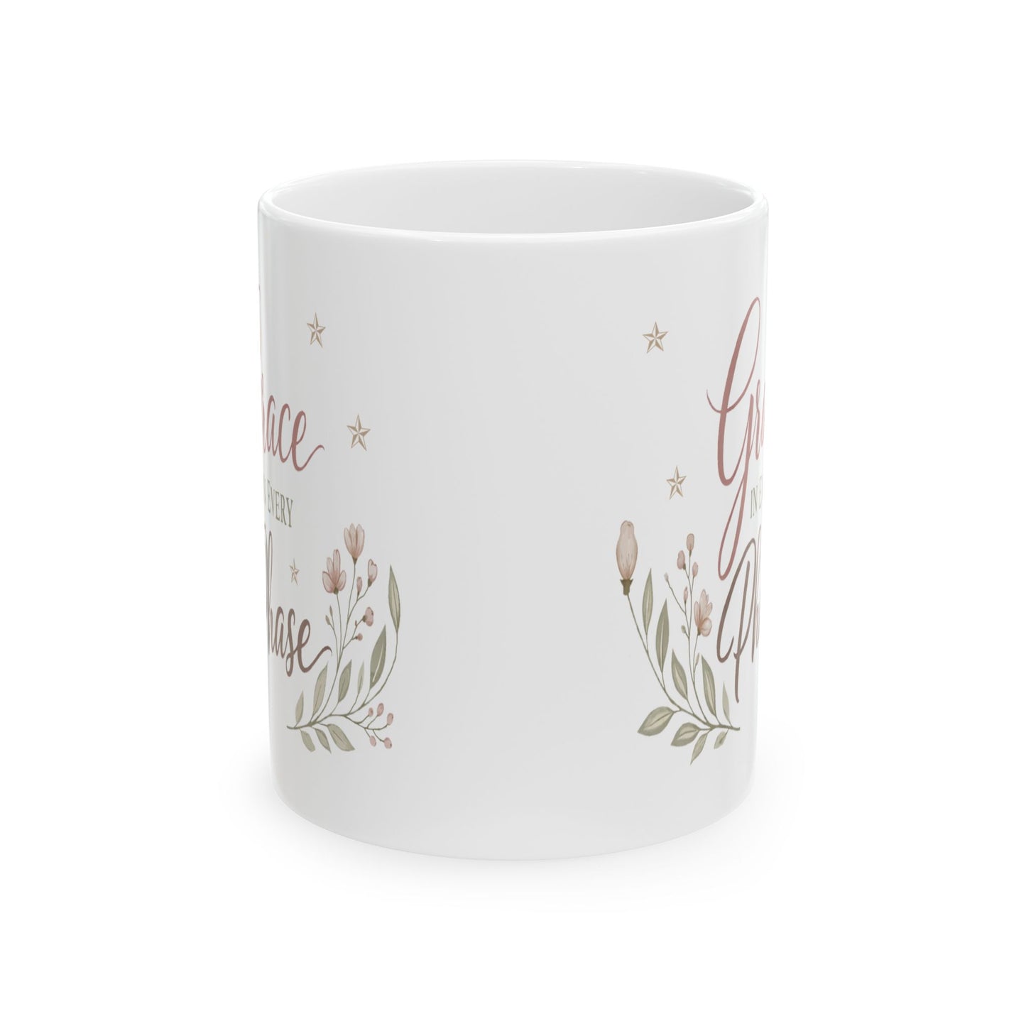 Inspirational Mug for Women | Floral Ceramic Coffee Cup | Grace in Every Phase