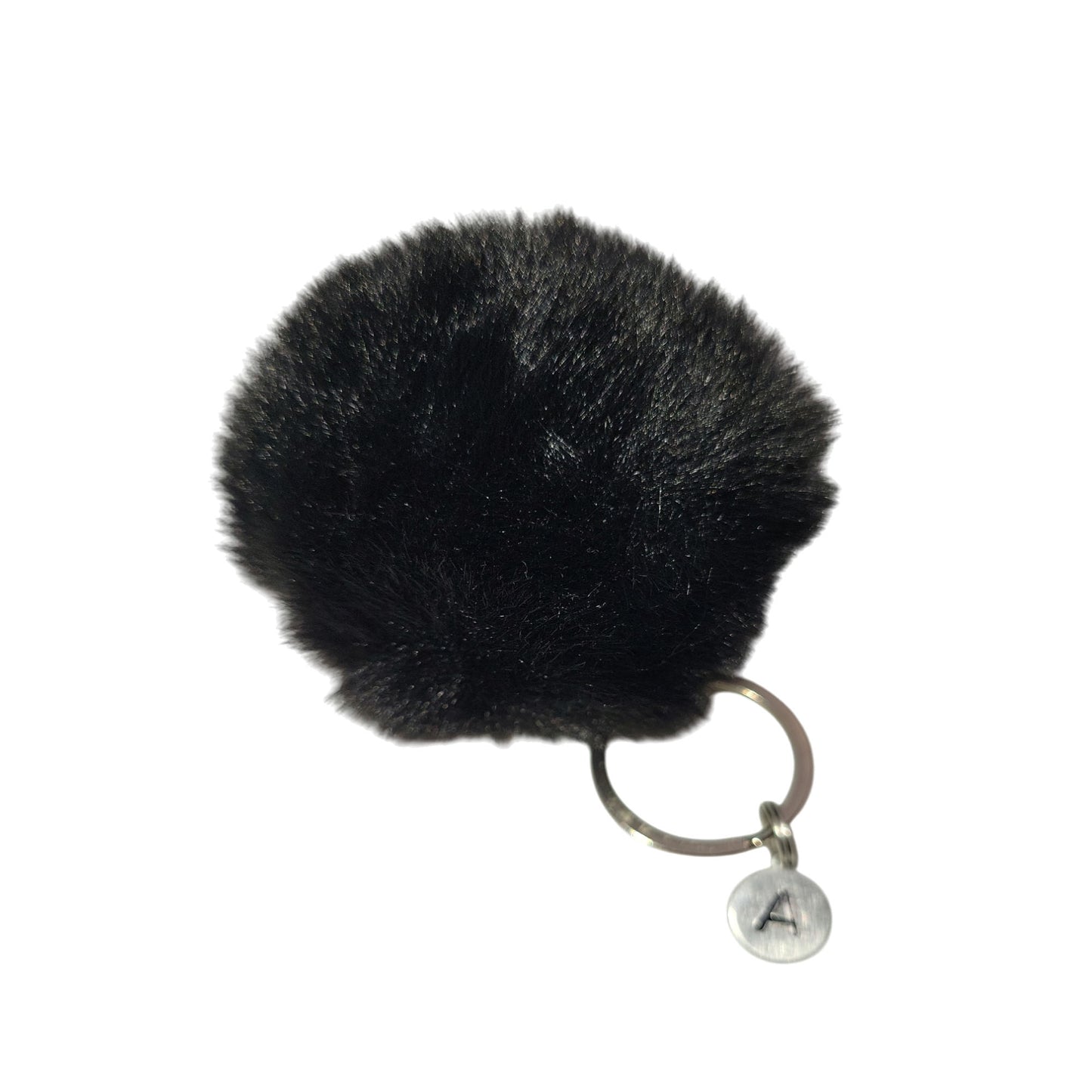 Personalized Fluffy Faux Fur Keychain w/Initial - Stocking Stuffer & Gift