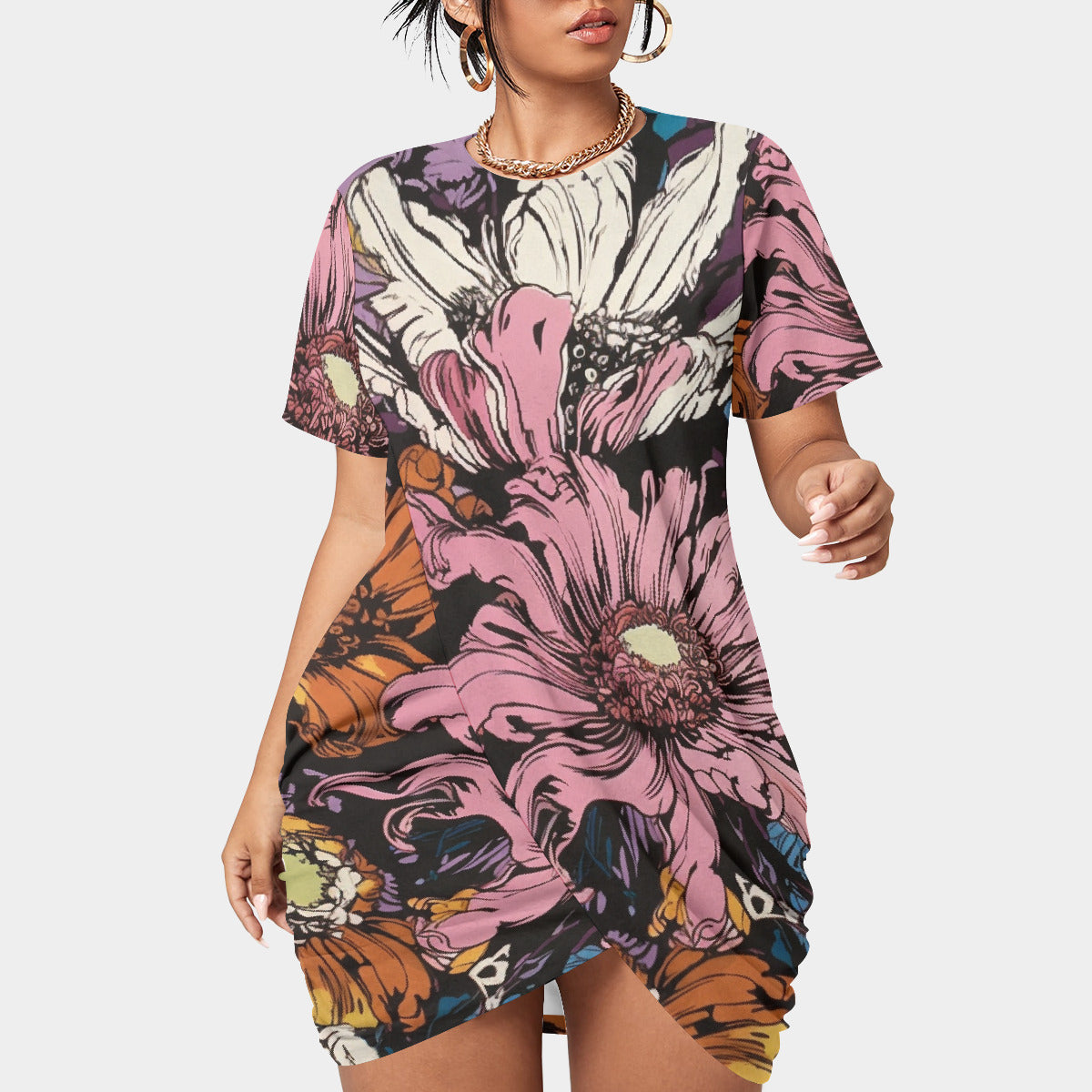 Fantastic Floral Stacked Hem Dress