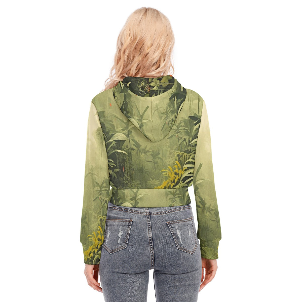 Nature-Inspired Zipper Crop Hoodie