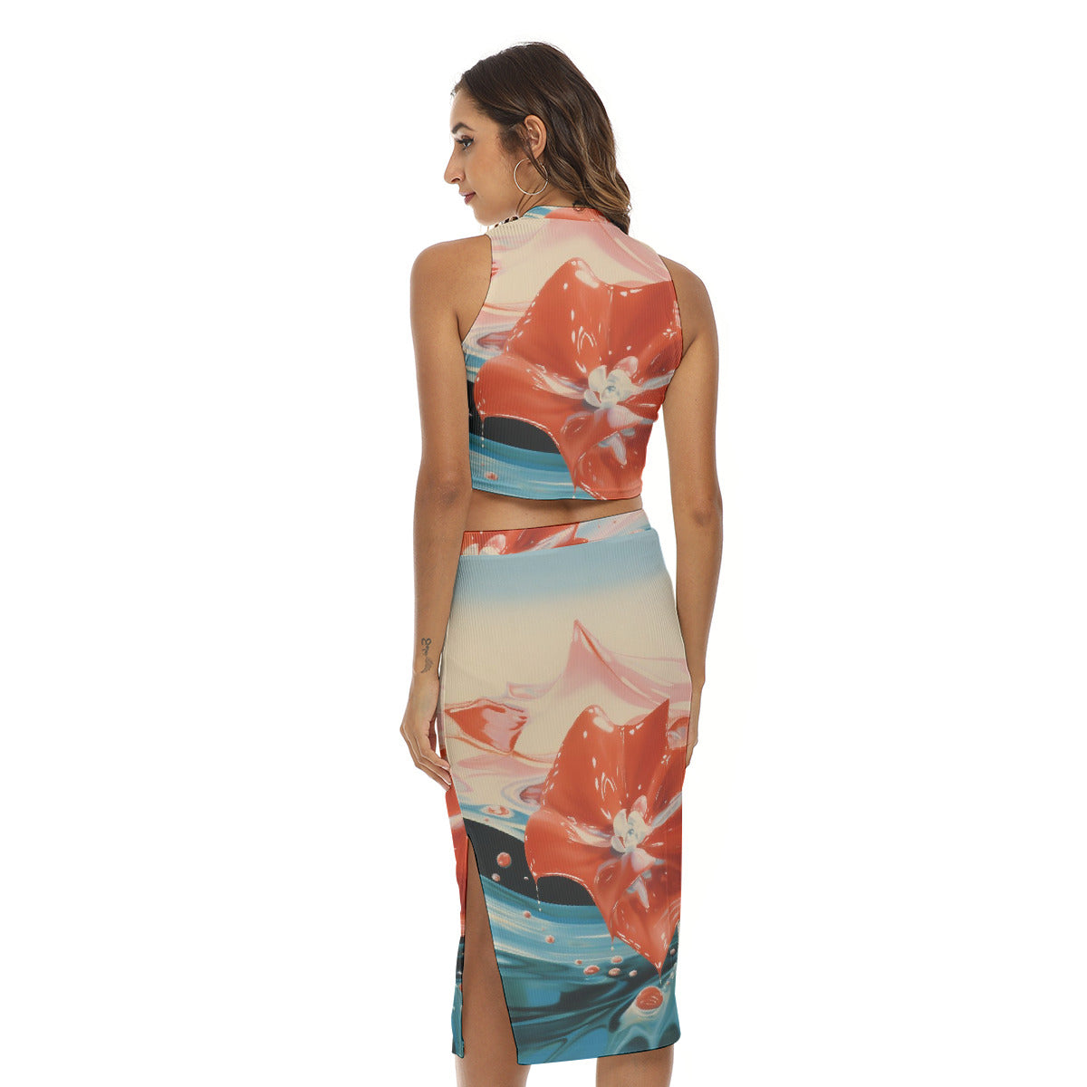 Burst of Color Tank Top & Split High Skirt Set