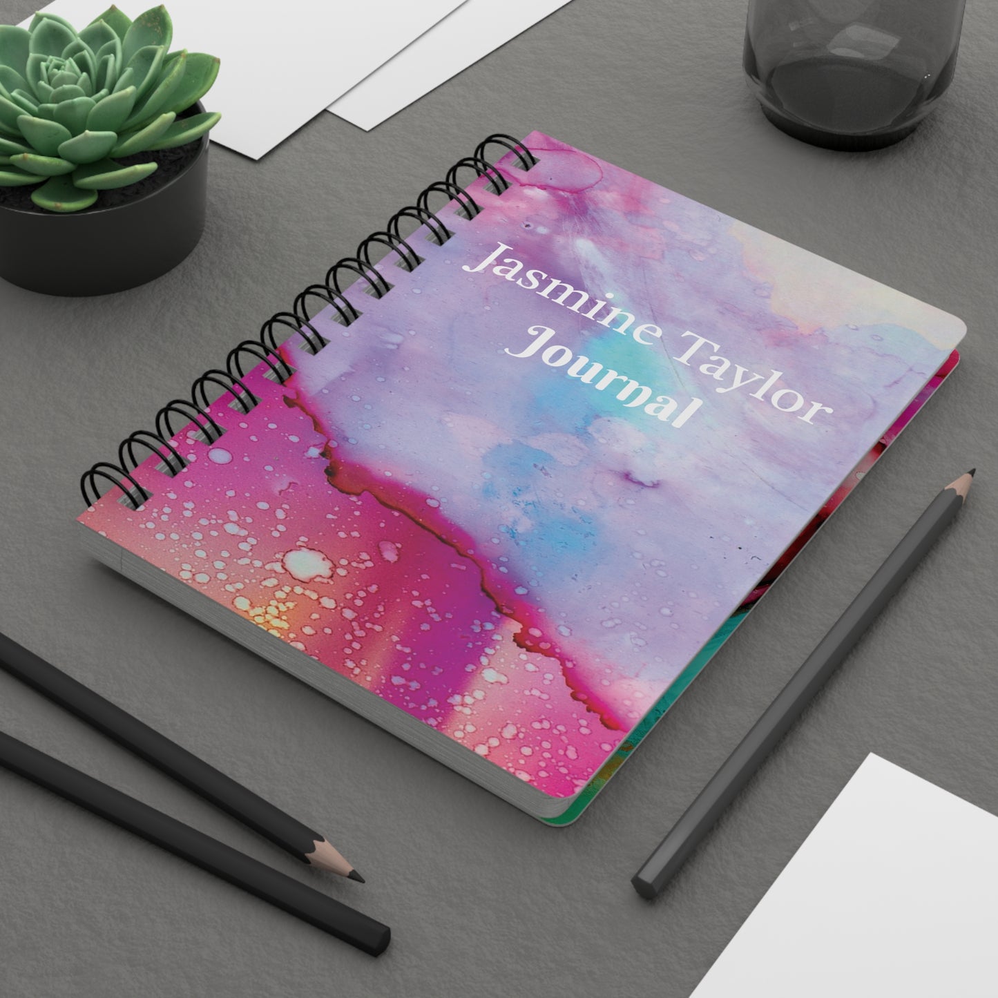 Personalized Spiral Bound Journal with Abstract Design