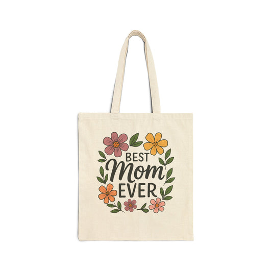 Best Mom Ever Tote Bag, Floral Canvas Bag for Mother's Day, Eco-Friendly Grocery Tote, Gift for Moms, Reusable Shopping Bag