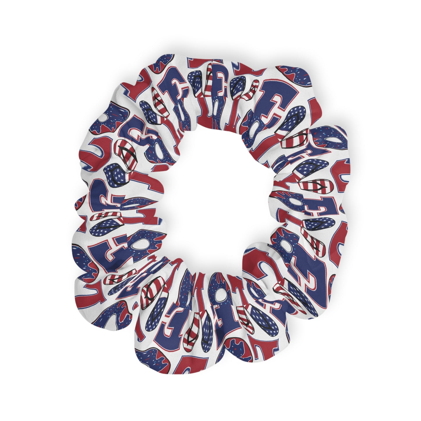 Patriotic Love Scrunchie, Hair Accessory, 4th of July Style, USA Themed Hair Tie, Red White Blue Hair Scrunchie, Gifts for Her