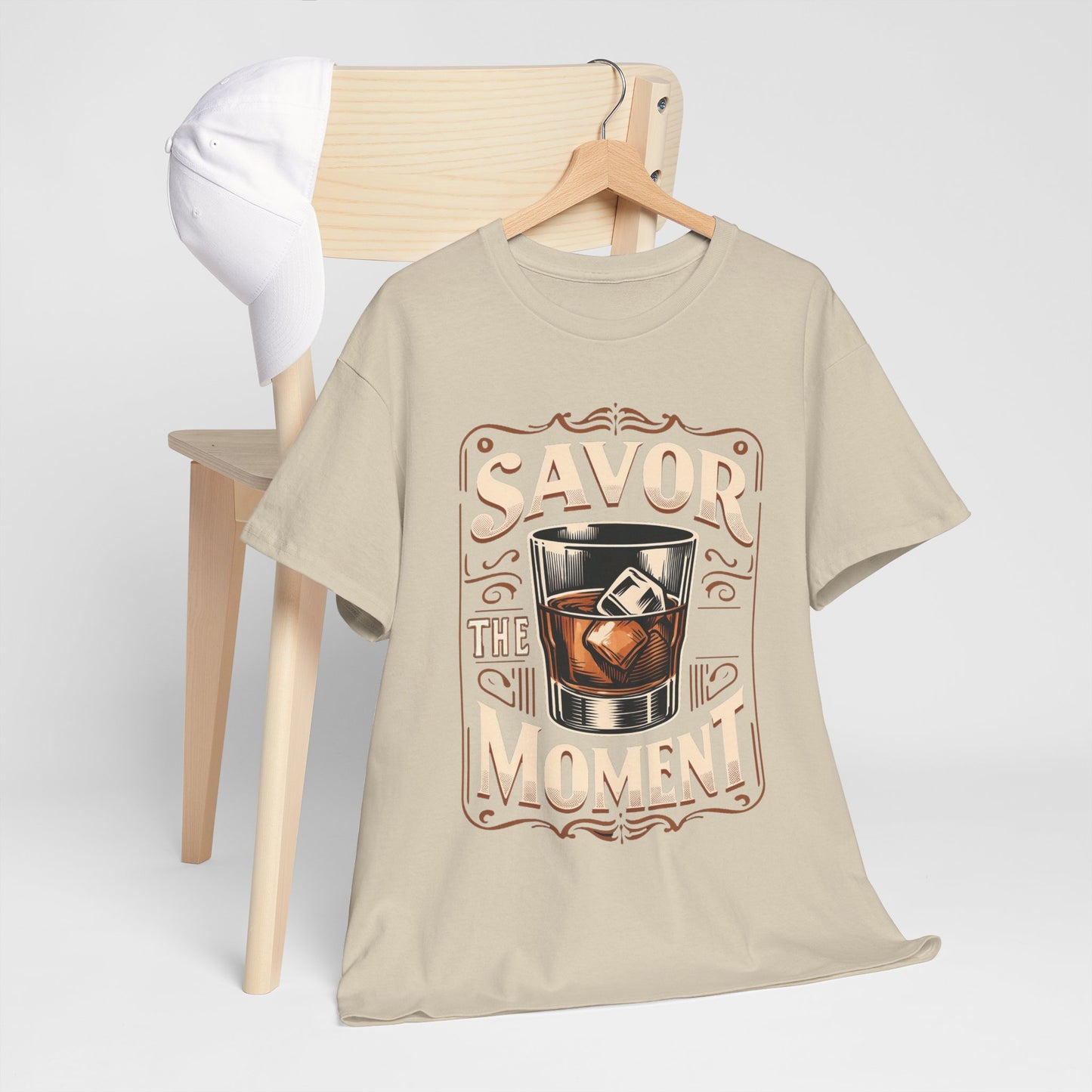 Savor the Moment Heavy Cotton Tee for Women - Perfect Gift for Whiskey Lovers