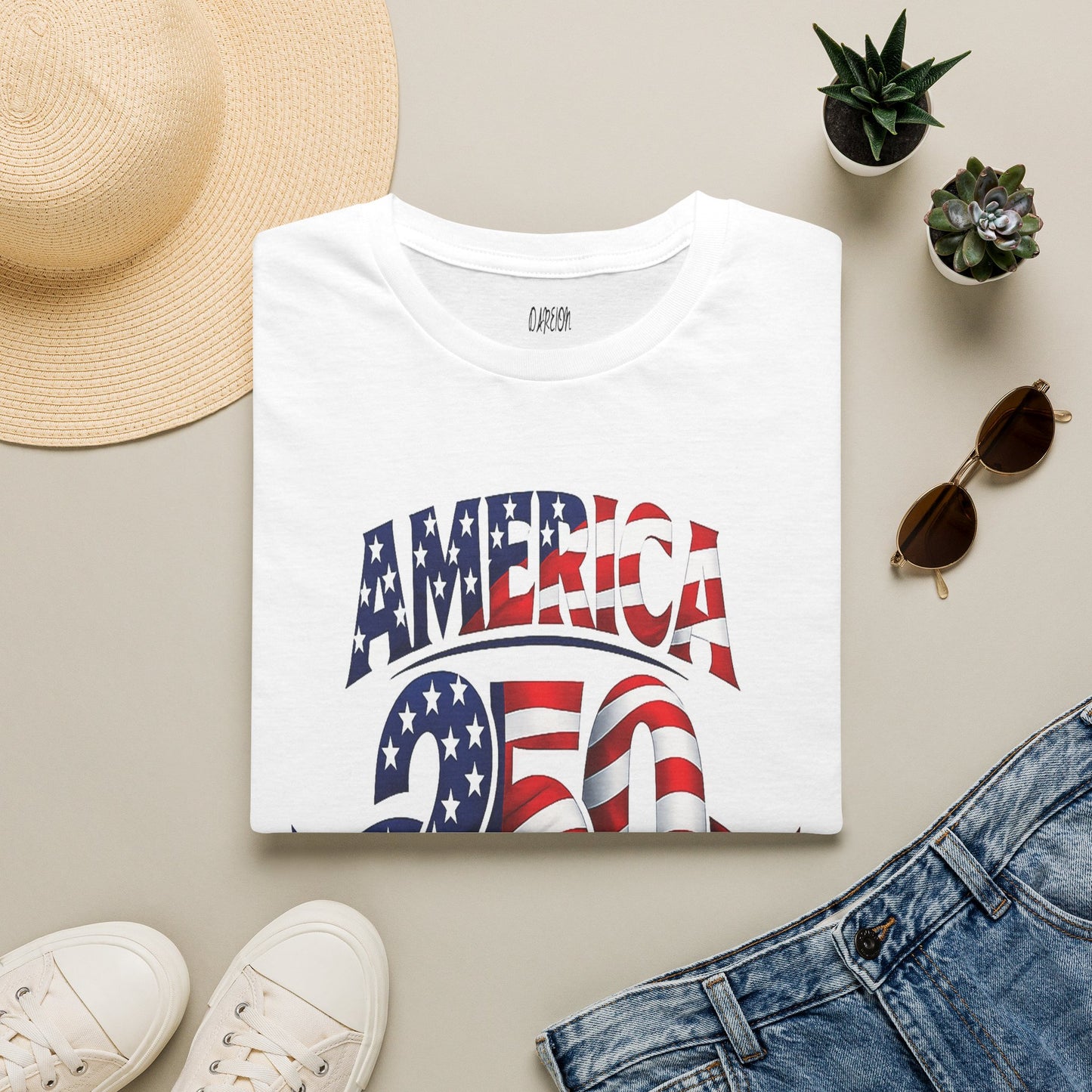 America 250 Flag Graphic T-Shirt — Patriotic 4th of July Tee