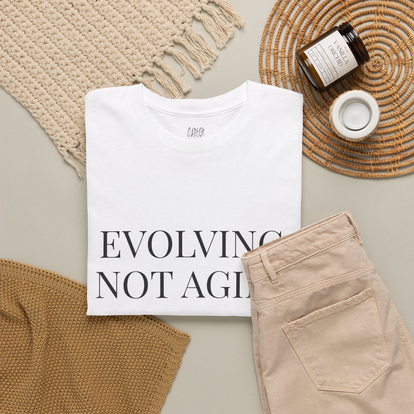 Evolving Not Aging T-Shirt | Inspirational Growth Mindset Graphic Tee for Women & Men