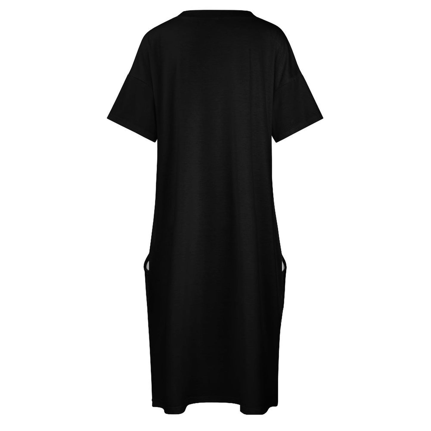 Black V-Neck Dress With Pockets