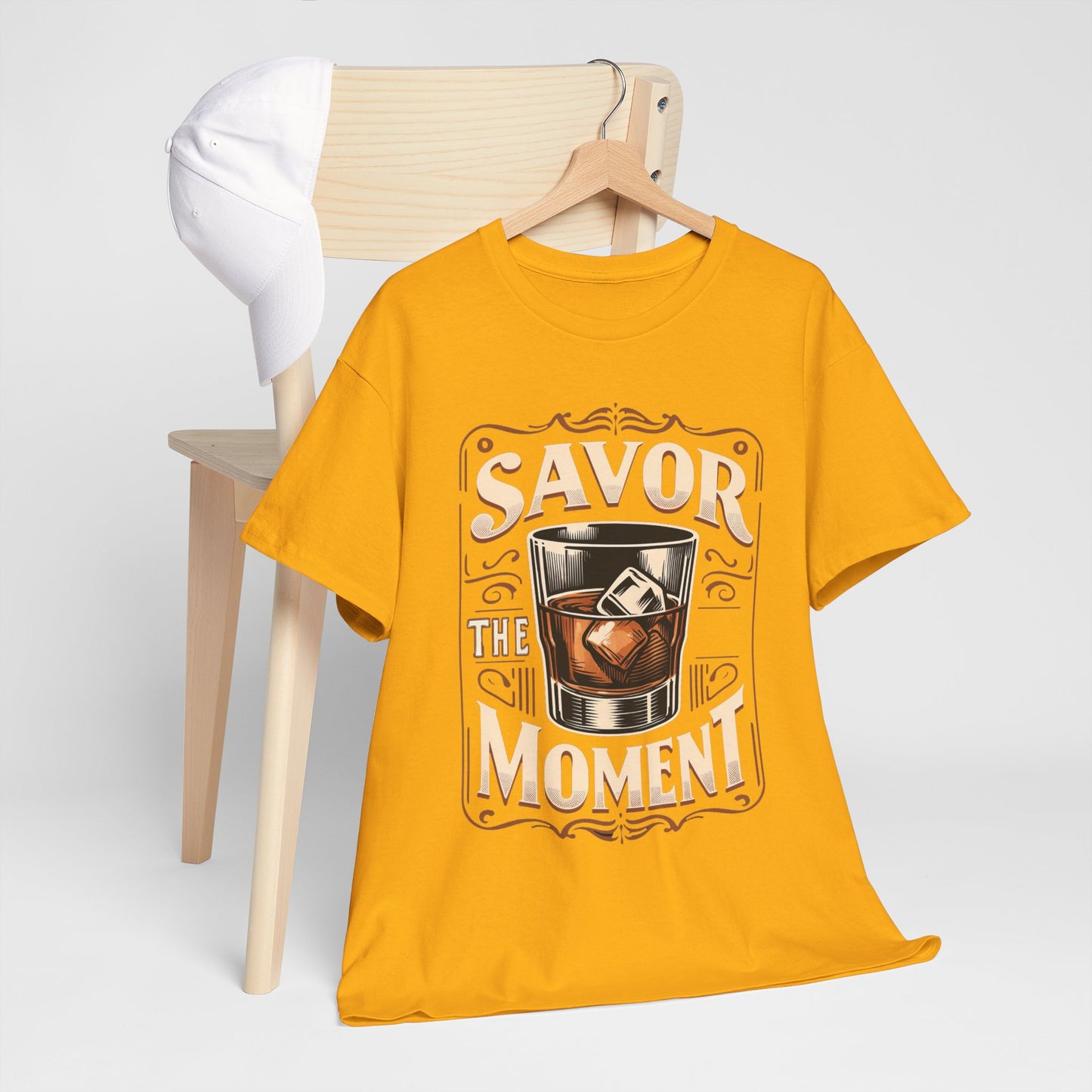 Savor the Moment Heavy Cotton Tee for Women - Perfect Gift for Whiskey Lovers