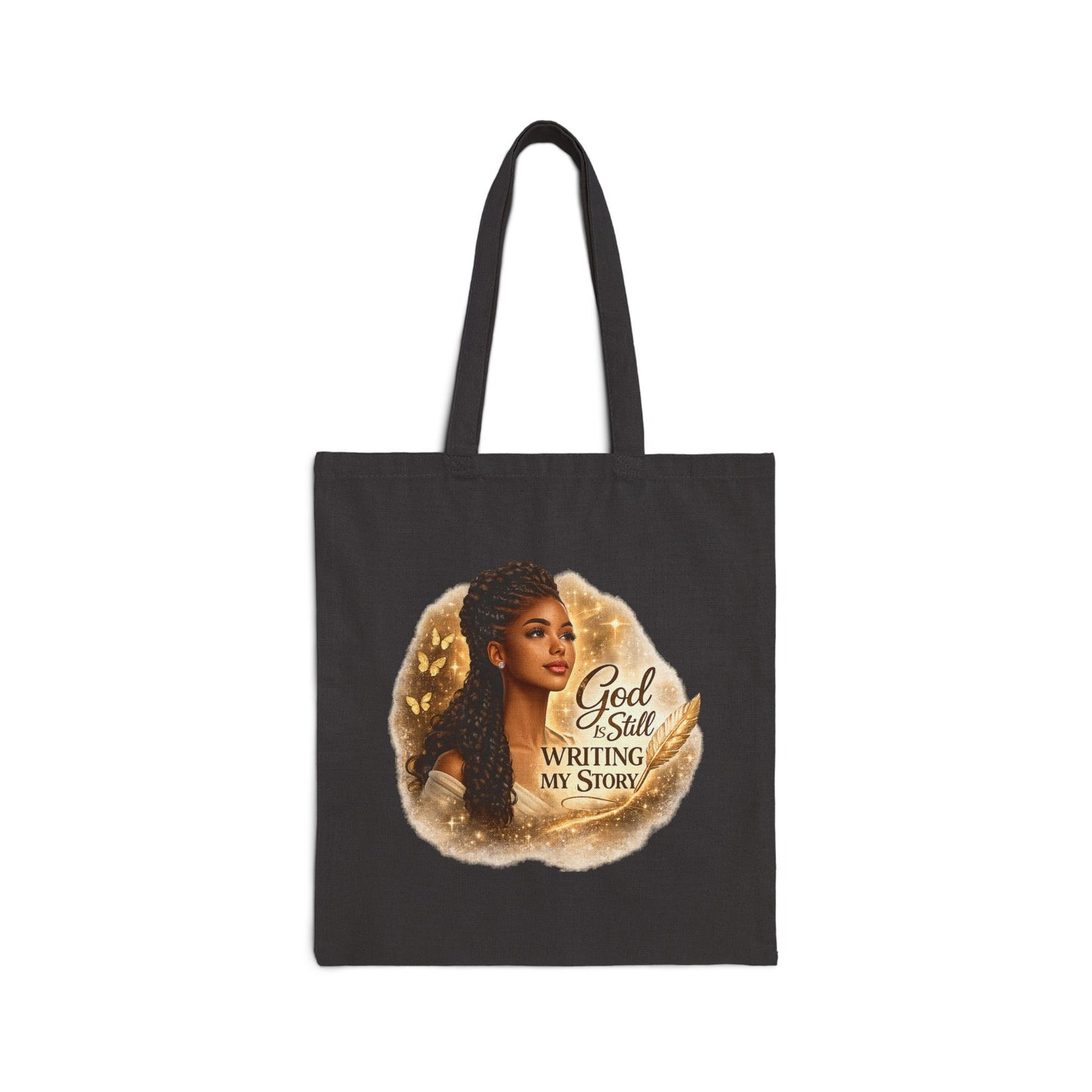 Christian Canvas Tote Bag – “God Is Still Writing My Story” Inspirational Faith Tote Carry Bag