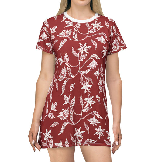 Bohemian Floral T-Shirt Dress, Comfortable Summer Dress, Casual Everyday Wear, Perfect for Picnics, Beach Days, Spring Fashion