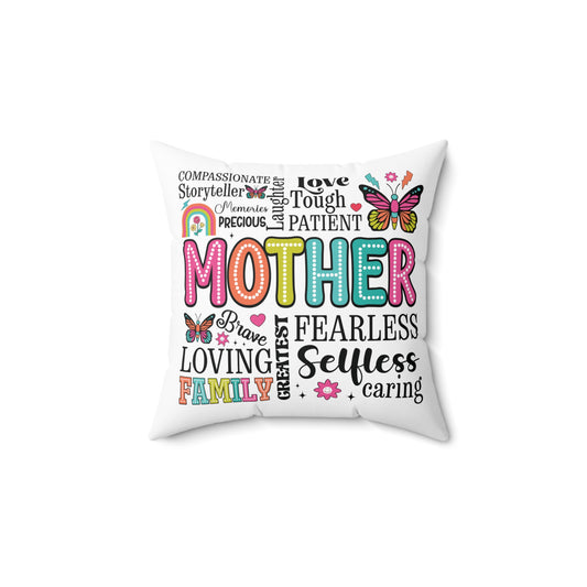 Fearless Mom, Mother's Day Square Pillow - Gift for Mom, Decorative Cushion, Accent Pillow, Inspirational Home Decor, Cozy Throw Pillow