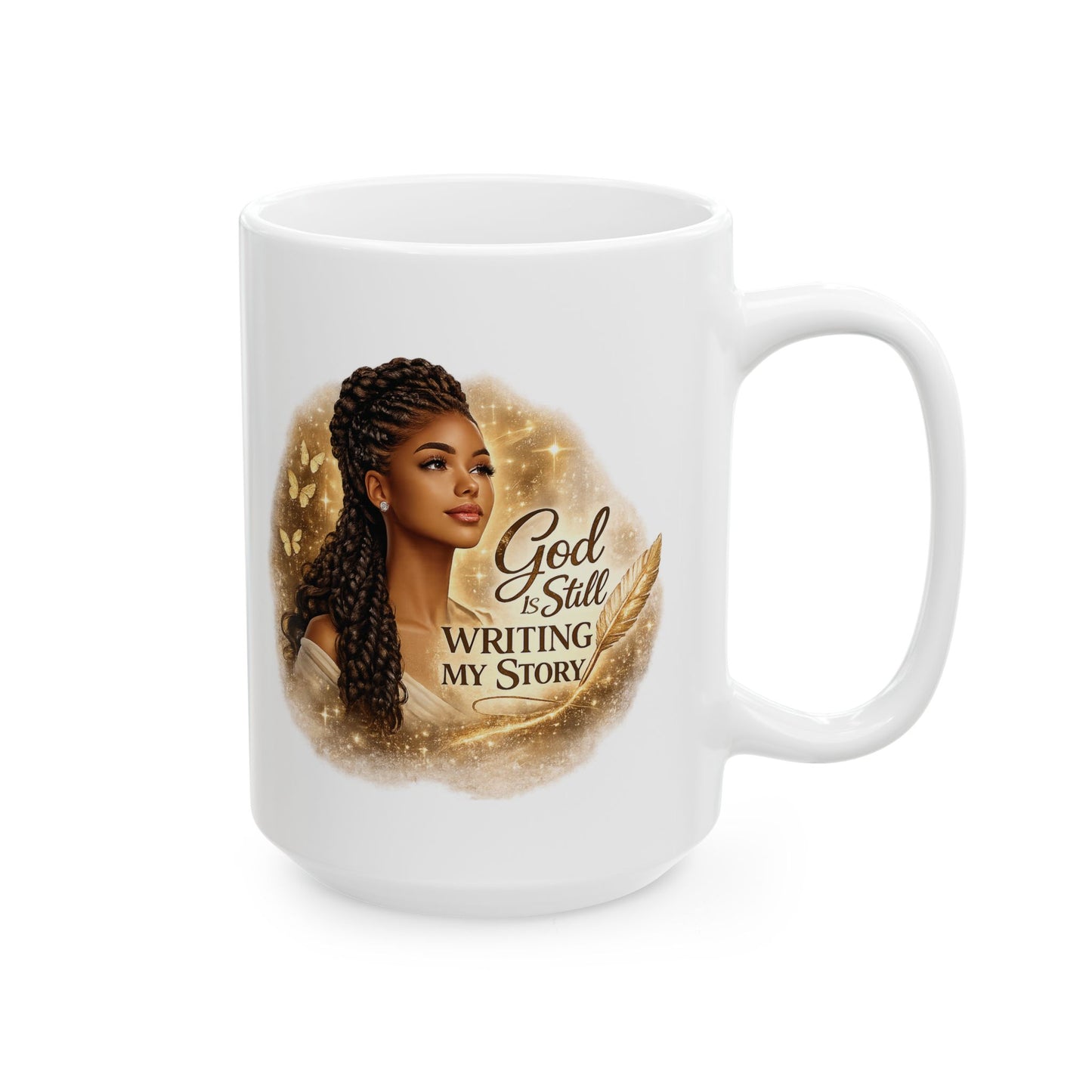 Christian Inspirational Mug – “God Is Still Writing My Story” | Faith Coffee Cup (11oz, 15oz)