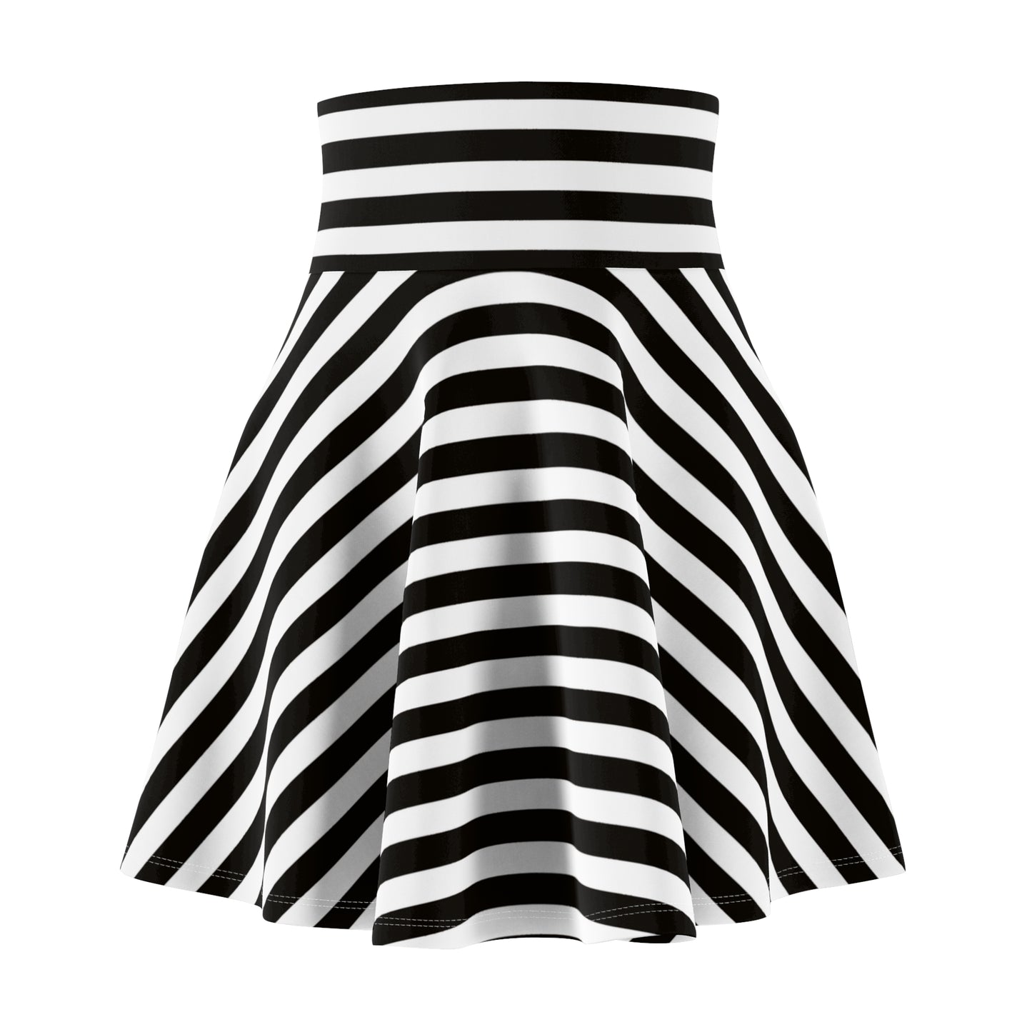 Black and White Stripe Women's Skater Skirt
